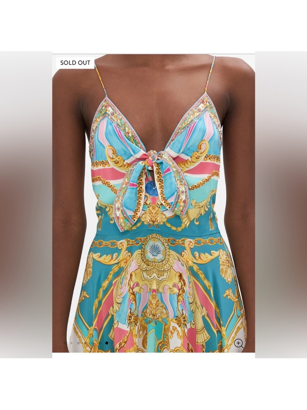 Camilla Blue Pink Gold Printed Tie-Front Dress - Picture 2 of 8